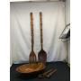 Vintage Teak Carved Wooden Salad Bowl /Utensils