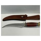 Fixed Blade Knife With Wood Handle w/Sheath