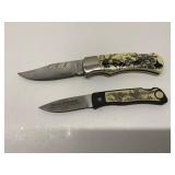 Two Folding Knives with Scenic Handles