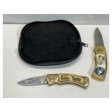 Two Folding Knives with Wildlife Designs