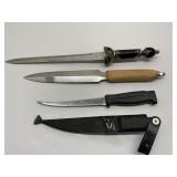 Daggers and Fillet Knife with Sheath
