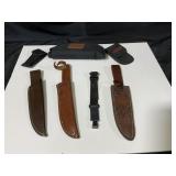Three Leather Knife Sheaths & Man Made Sheaths