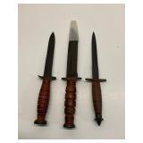 3 Miniature Combat Knives