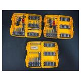 Lot of 3 DeWalt Driver Bit Sets in Cases