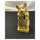 Painted Cast Iron Piggy Bank with Inscription