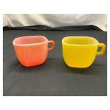 Glasbake Square Milk Glass Mugs