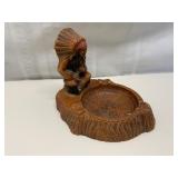 Carved Resin Ashtray with Chief Figure