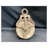 Vintage Cast Iron and Wood Barn Pulley