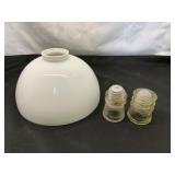 White Glass Shade and Hemingray Insulators