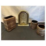 Linton Mantel Clock and Ceramic Vases
