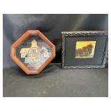 Framed 3D Plaque and Oil Painting