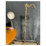 Turned Wood Floor Lamp with Metal Base
