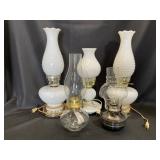 Milk Glass and Metal Lamps