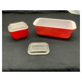 Vintage Pyrex Red Dishes with Lids