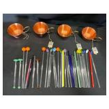 Copper Measuring Cups and Glass Stir Sticks