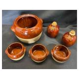 Brown Glazed Stoneware Set by Oven Proof USA