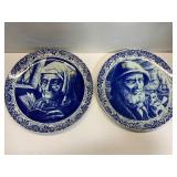 Boch Freres La Louviere Fisherman & Lady Plates