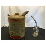 Vintage Metal Oil Can and Oil Spout