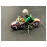 Vintage Tin Wind-Up Motorcycle Toy