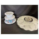 Milk Glass Lamp Shade and Ceiling Light Fixture