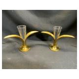 Brass Swedish Bud Vases/Candle Holders