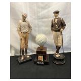 Two Golfer Figurines with Golf Ball Display