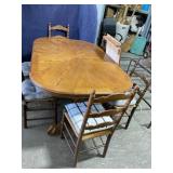 Oak Veneer Table with 6 Chairs & Leaf