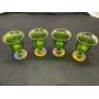Four Green Iridescent Goblets