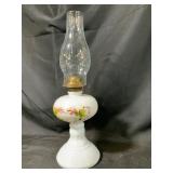 Milk Glass Oil Lamp with Chimney