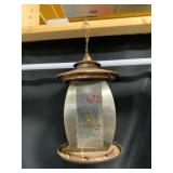 Copper and Glass Hanging Bird Feeder