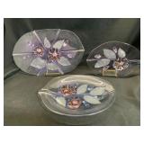 Iridescent Glass Platters with Floral Motif
