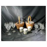 Two Longeberger baskets & 3 Fine Bone china Cups