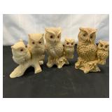 Carved Owl Figurines Alabaster