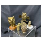Brass and Metal Owl Figurines