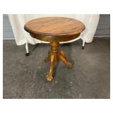 Round Oak Pedestal Side Table