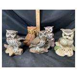 Five Ceramic Owl Figurines Music Box