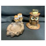 Owl-Themed Ceramic Lighter and Tray