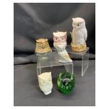 Six Owl Figurines
