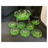 Green Uranium Glass Bowl Set