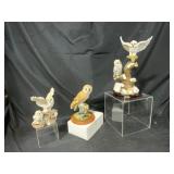Three Porcelain Owl Sculptures