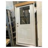 White Primed Prehung Front Door W/ 1/2 -Lite gl