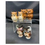 6 Ceramic Owl Figurine Shakers