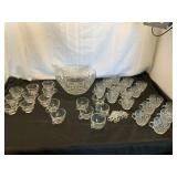 Cut Glass Punch Bowl and Cups Set