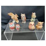 Seven Owl Figurines