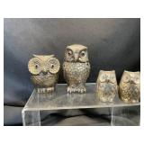 Four Brass Owl Figurines