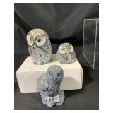 Three Ceramic Owl Figurines