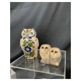 Ceramic and Stone Owl Figurines