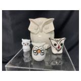 Four Ceramic Owl Figurines