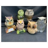 Six Ceramic Owl Banks