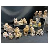 Owl Figurines in Various Materials